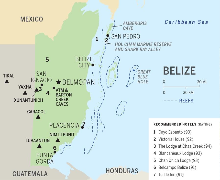 Kartta Belize rannat