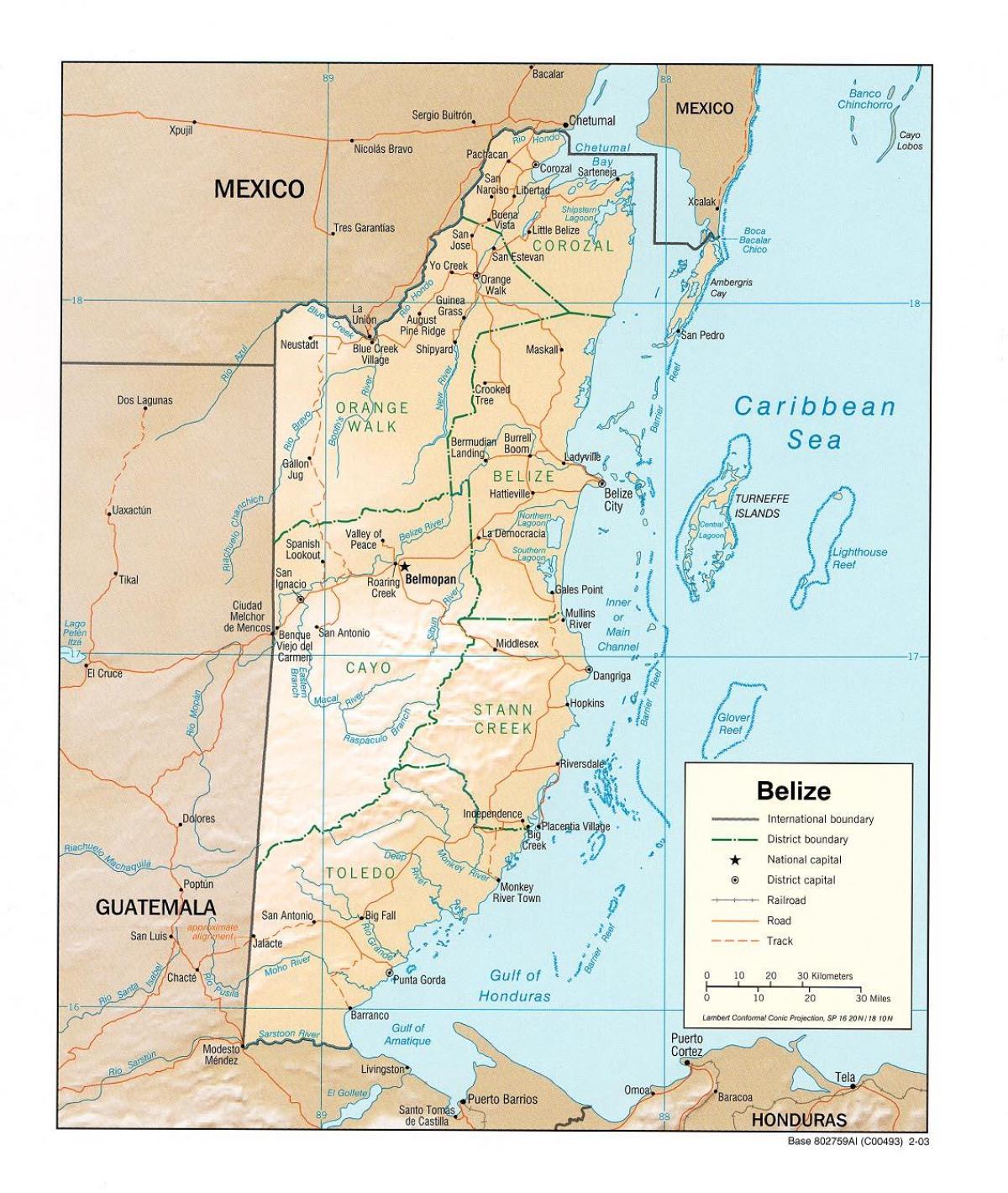 kartta osoittaa Belize