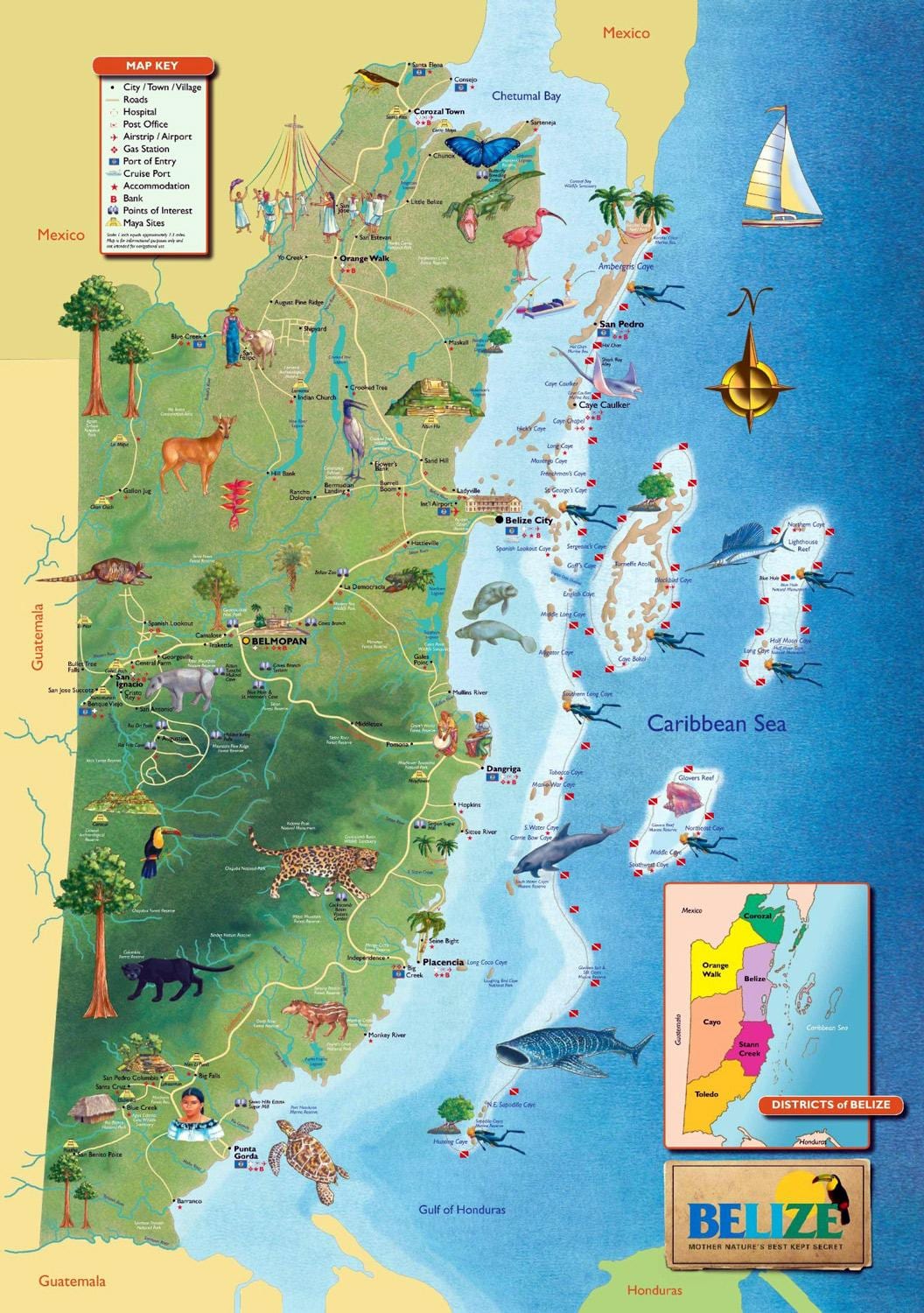 Kartta Belize vesiputouksia 