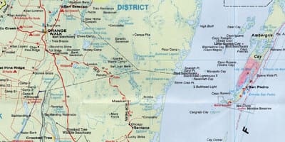 Yksityiskohtainen tiekartta Belize