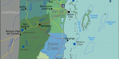 Belizen kansainväliseltä lentokentältä kartta