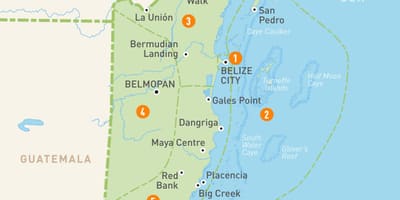 Kartta Belize ja naapurimaiden